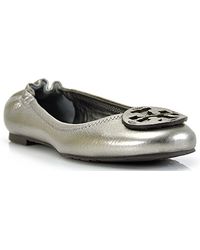 tory burch metallic reva ballet flat silver