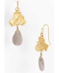 Cara Accessories Flower Stone Drop Earrings - Lyst