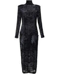 balmain velvet dress patterned lyst embossed devor
