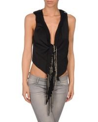 peplum faux leather bustier paneled halter zip lyst guess