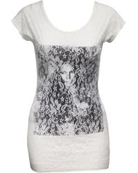 Jane Norman Lace Front Printed Tee - Lyst