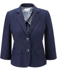 Cc Indigo Grosgrain Trim Linen Jacket - Lyst
