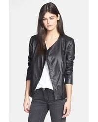 Trouvé Trouvé Collarless Leather Jacket - Lyst