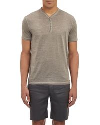 John Varvatos Slub Jersey Short-Sleeve Henley - Lyst