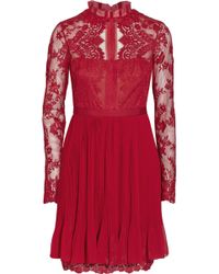 Notte By Marchesa Lace, Tulle And Chiffon Mini Dress - Lyst