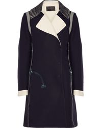 Calvin Klein Birkhoff Leather-Trimmed Crepe Coat - Lyst