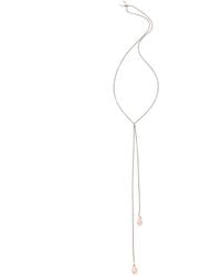 Giles & Brother Two Tone Lariat Pied De Biche Necklace - Rhodium/Rose Gold - Lyst