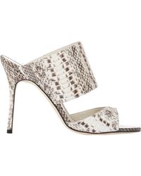 Manolo Blahnik Snakeskin Ripta Mules - Lyst