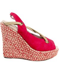 Charlotte Ronson Josephine Sling Back Espadrille Wedge In Red Stripe - Lyst