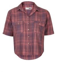 Topshop Moto Soft Checked Cropped Shirt - Lyst