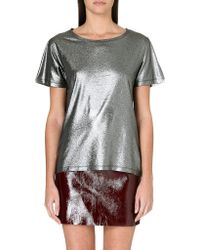Maje Metallic T-Shirt - Lyst