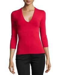 Donna Karan New York V-Neck Top With Built-In Bra - Lyst
