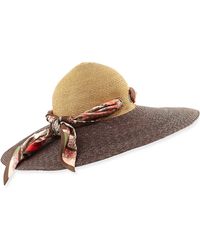 Etro Wide-Brim Canvas Hat W/Scarf - Lyst