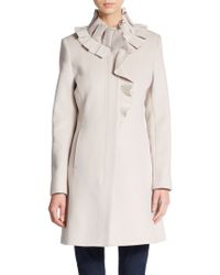 Elie Tahari Sara Ruffle-Collar Wool Coat - Lyst