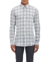 John Varvatos Windowpane Plaid Shirt - Lyst