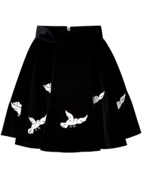Olympia Le-Tan Embroidered Velvet Zancig Skirt - Lyst