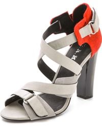 L.a.m.b. Korry Haircalf Sandals - Grey - Lyst