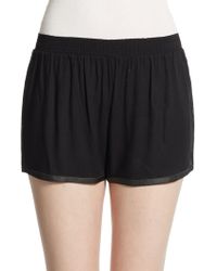 Alice + Olivia Leather-Trimmed Shorts - Lyst