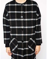 Helene Berman Button Front Collarless Coat - Lyst