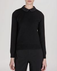 Karen Millen Sweater - Crystal Studded Collar Collection - Lyst