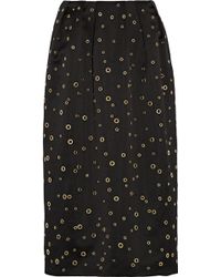 Adam Lippes Grommet-Embellished Satin Midi Skirt - Lyst