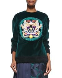 Mary Katrantzou Embellished Medallion Velvet Sweatshirt - Lyst