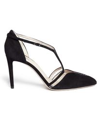 Giorgio Armani Pvc Trim Cutout Suede Pumps - Lyst