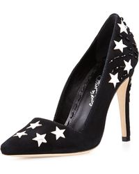 Alice + Olivia Magic Embellished Suede Pump - Lyst