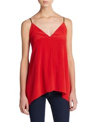Milly V-Neck Silk Handkerchief Blouse - Lyst