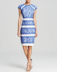 Tadashi Shoji Dress - Cap Sleeve Contrast Lace - Lyst
