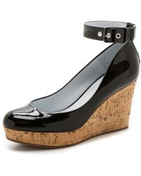 Pedro Garcia Octavia Glossy Wedges - Black - Lyst