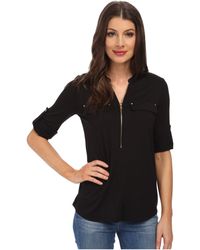 Calvin Klein Essentials Zip Front Roll Sleeve - Lyst