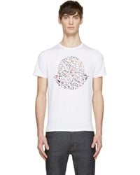 Moncler White Paint Splash Logo Short Sleeve T_Shirt - Lyst