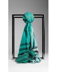 Burberry Check Ombre Wool Silk Scarf - Lyst