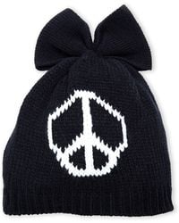Betsey Johnson Black Peace Out Knit Beanie - Lyst