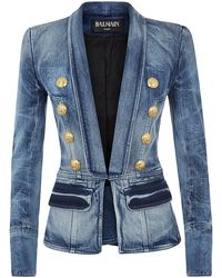 Balmain Denim Blazer - Lyst