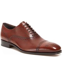 Ferragamo Casey Leather Medallion Cap Toe Oxfords - Lyst
