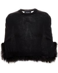 Simone Rocha Merino Wool Cape With Feather Embellishment - Lyst