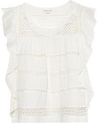 Etoile Isabel Marant Clara Ruffled Cotton-Blend Voile Top - Lyst