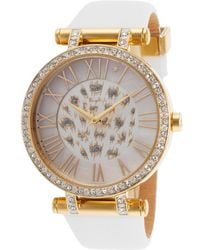 Thierry Mugler Women'S White Genuine Leather White Crystal Encrusted Dial - Lyst
