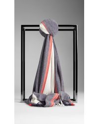 Burberry College Stripe Merino Cashmere Scarf - Lyst