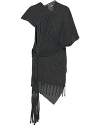Junya Watanabe Draped Fringed Wool-Blend Jersey Dress - Lyst