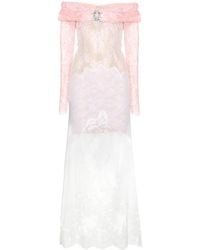 Alessandra Rich Embellished Lace Dress - Lyst