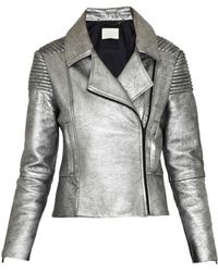 Zoe Jordan Patrese Cracked Leather Jacket - Lyst