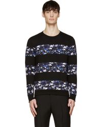 Markus Lupfer Black And Blue Floral Striped Sweatshirt - Lyst