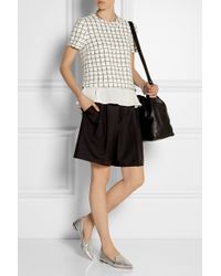 Elizabeth And James Tierney Checked Stretch-Knit And Silk-Chiffon Top - Lyst