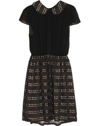 Alice + Olivia Anita Broderie Anglaise And Chiffon Mini Dress - Lyst