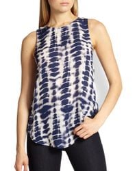 Haute Hippie Tie-Dye Silk Draped Cutout-Back Top - Lyst