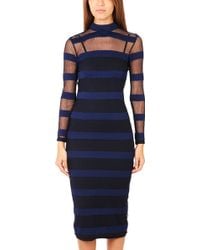 Charlotte Ronson Stripe Mesh Long Dress - Lyst