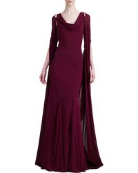 Zac Posen Pleated Cape-Back Gown - Lyst